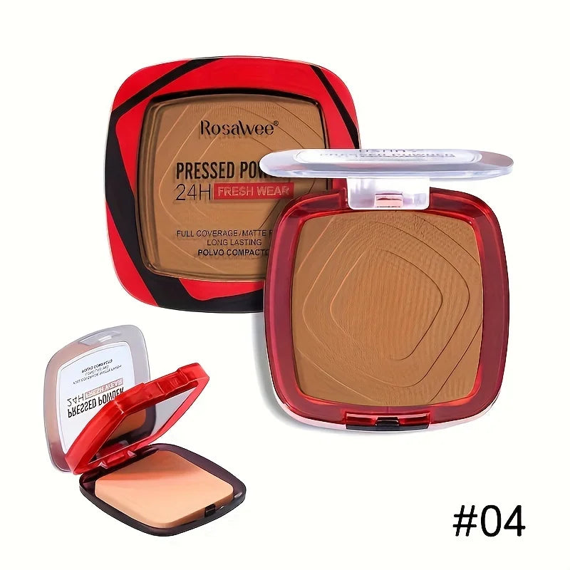 Matte Full Coverage Pressed Powder Foundation with Puff Applicator, 24H Fresh Wear Matte Weightless Finishing Powder Makeup
