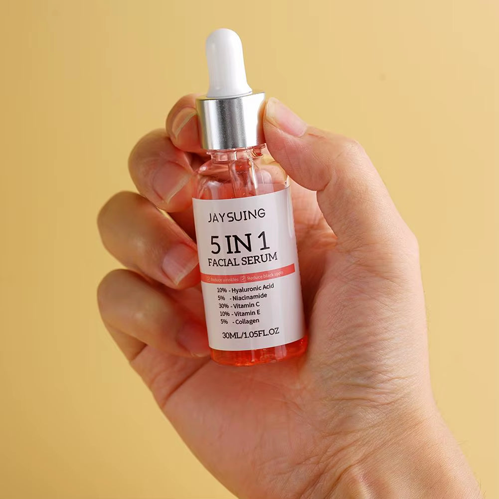 Revitalize Your Skin: 5-in-1 Firming & Brightening Face Serum with Vitamin C & Hyaluronic Acid for Youthful Glow and Pore Minimization