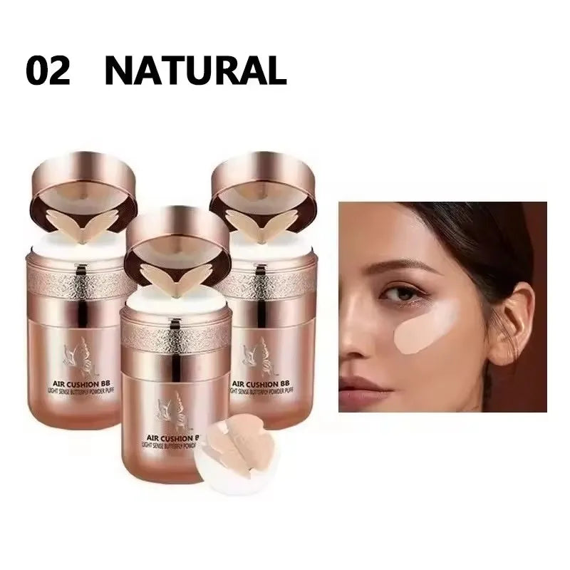 Air Cushion BB Cream Butterfly Powder Puff Moisturizing Foundation Concealer Whitening Oil-Control Waterproof Makeup Cosmetics