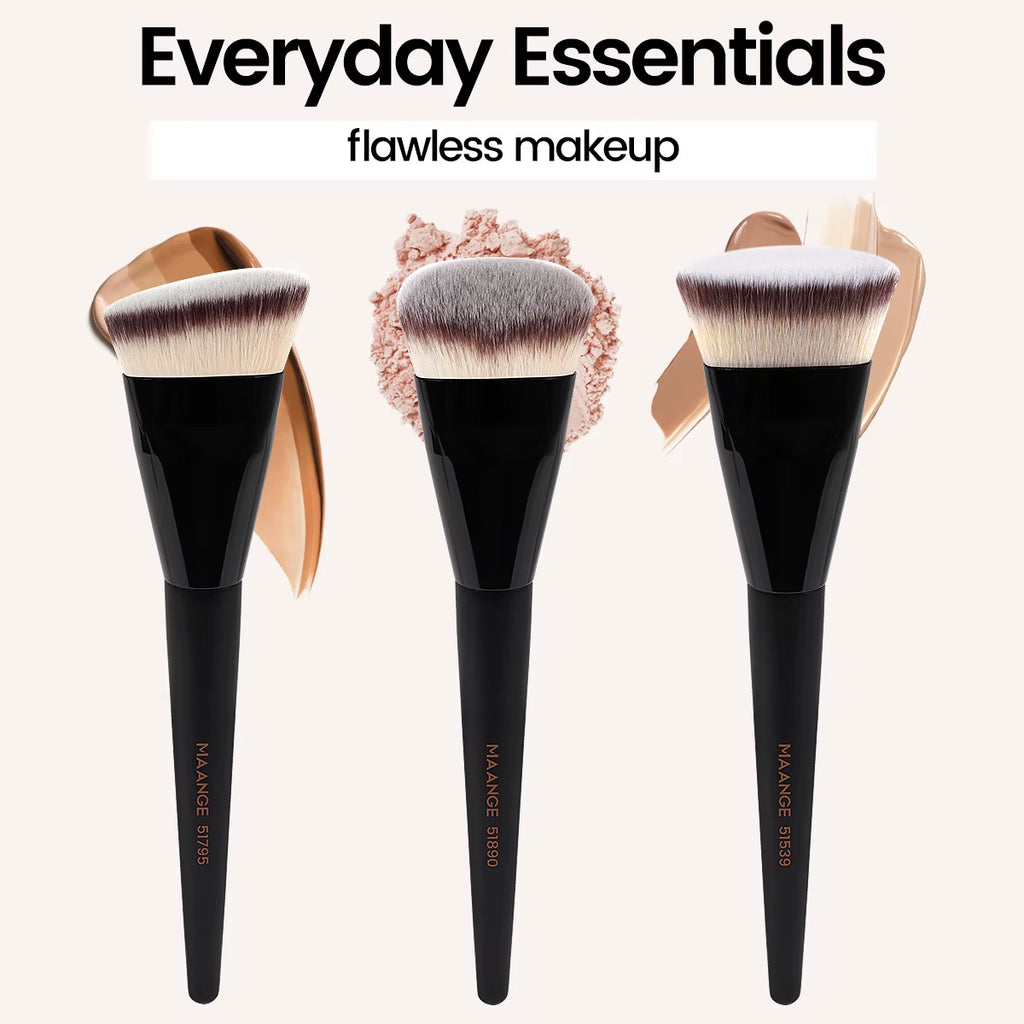 3Pcs Makeup Brush Set Angle round Flat Head Foundation Brush Soft Bristle with Box Skin-Friendly Makeup Tool for Beauty