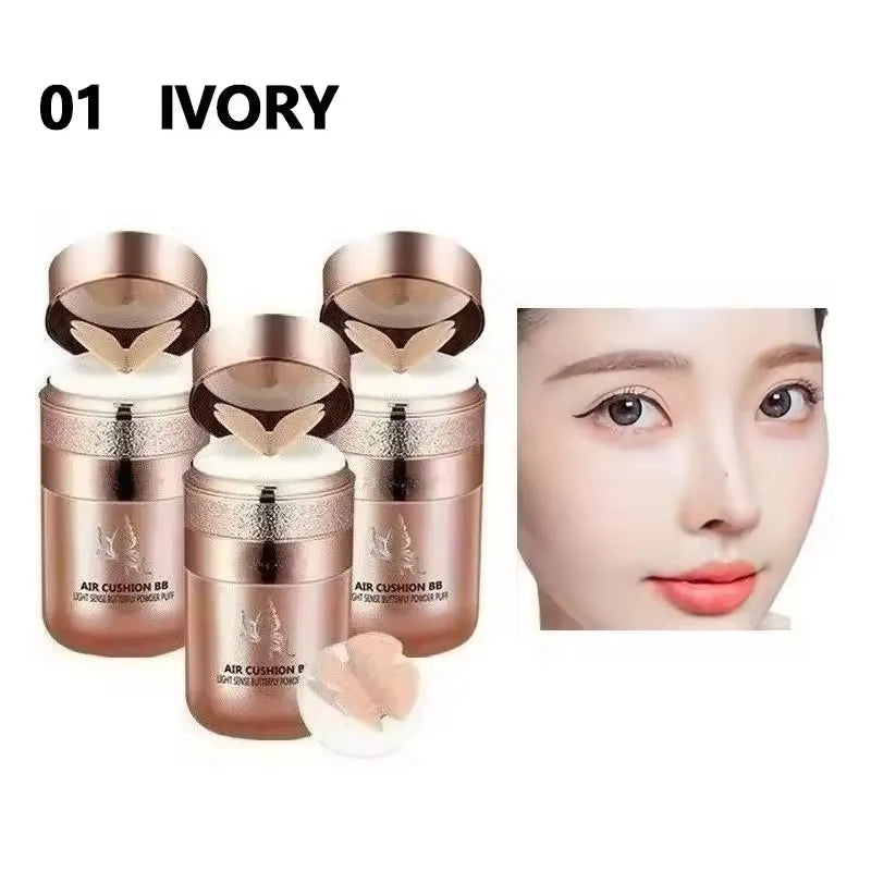 Air Cushion BB Cream Butterfly Powder Puff Moisturizing Foundation Concealer Whitening Oil-Control Waterproof Makeup Cosmetics