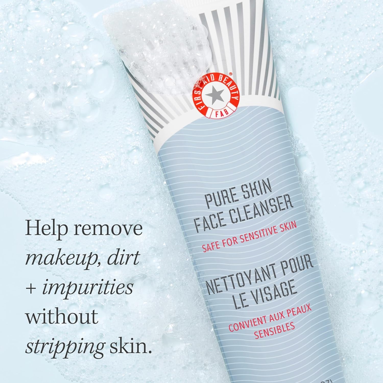 Pure Skin Face Cleanser, Sensitive Skin Cream Cleanser with Antioxidant Booster, 5 Oz.