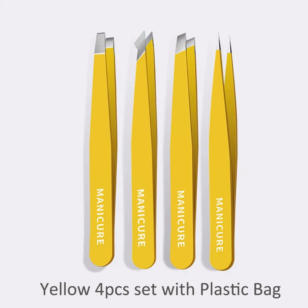 Eyebrow Tweezer Colorful Hair Beauty Fine Hairs Puller Stainless Steel Slanted Eye Brow Clips Removal Makeup Tools