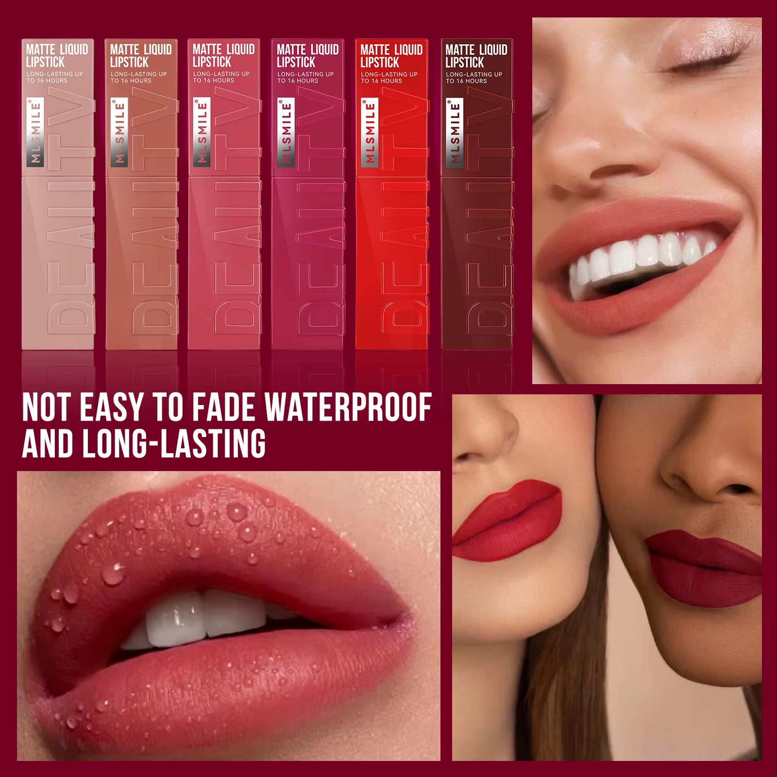 6 Color Non-Stick Cup Velvet Satin Gloss Lip Glaze Mist Liquid Matte Lipstick Waterproof Long-Lasting Color Liquid